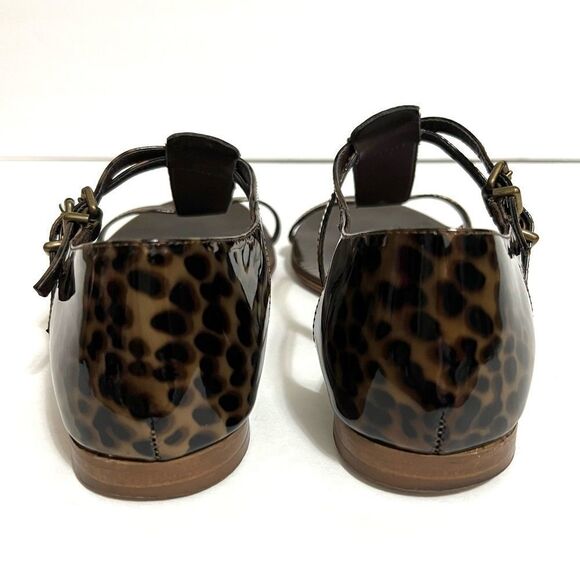 J. Crew Iris Sandals Patent Leather Tortoise Shell Brown Double Buckle Size 8 - Picture 11 of 12